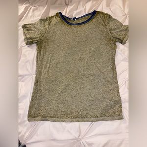 BKE olive green with navy collar tee; size Large